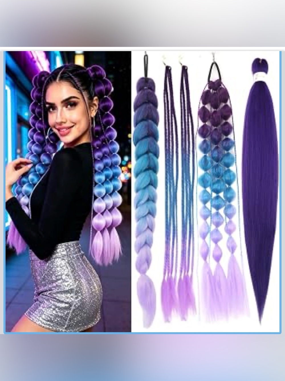 3 Styles Bubble Ponytail Braided Ponytail Box Braids Hair Extensions
22 Inch Syn